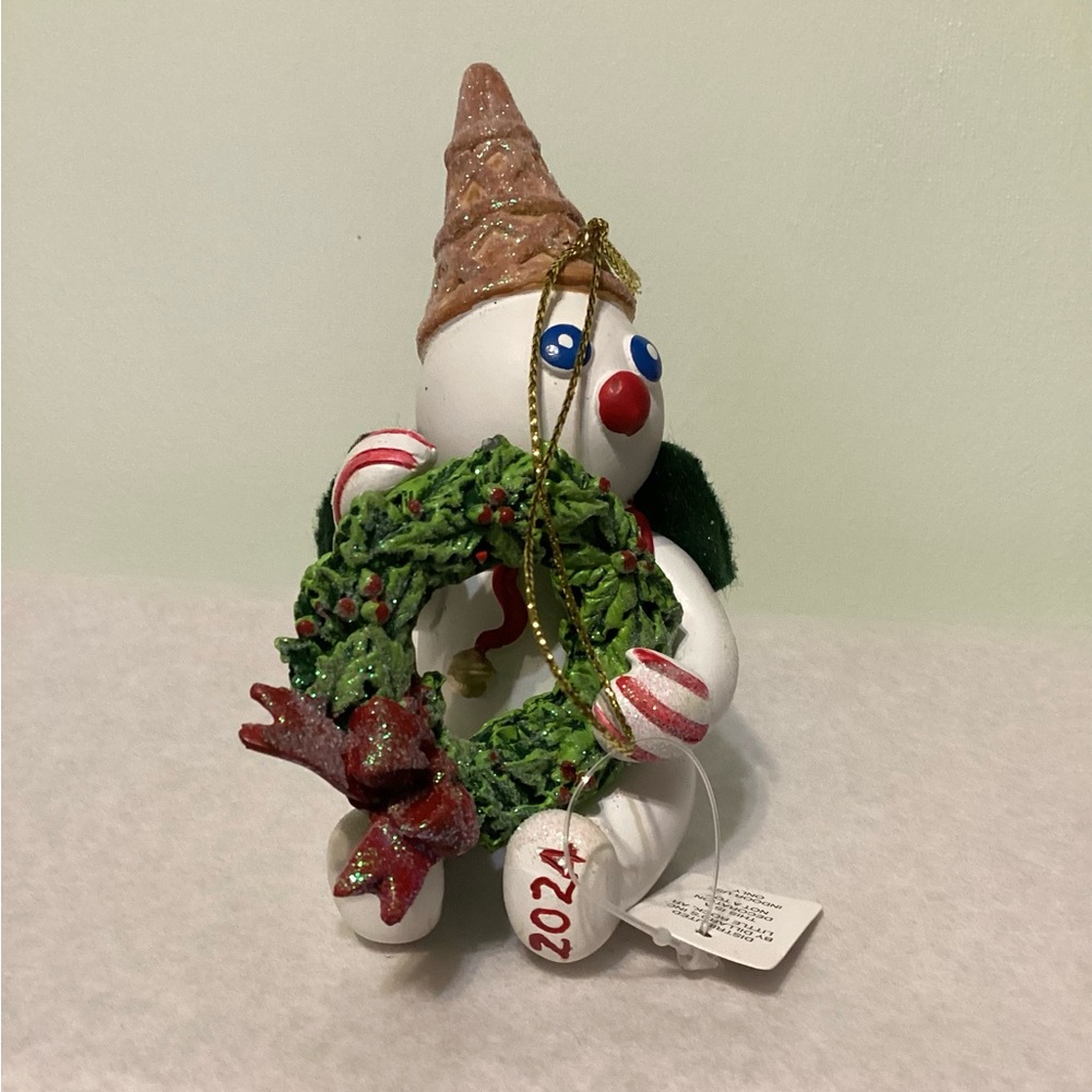 COPY - Mr Bingle New Orleans Icon Holding Christmas Wreath Ornament